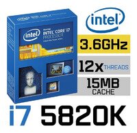 Процессор Intel Core i7 5820K - Тех.процес 22 nm, Ядер 6, Потоков 12, Частота 3600 MHz, Кэш 15Мб